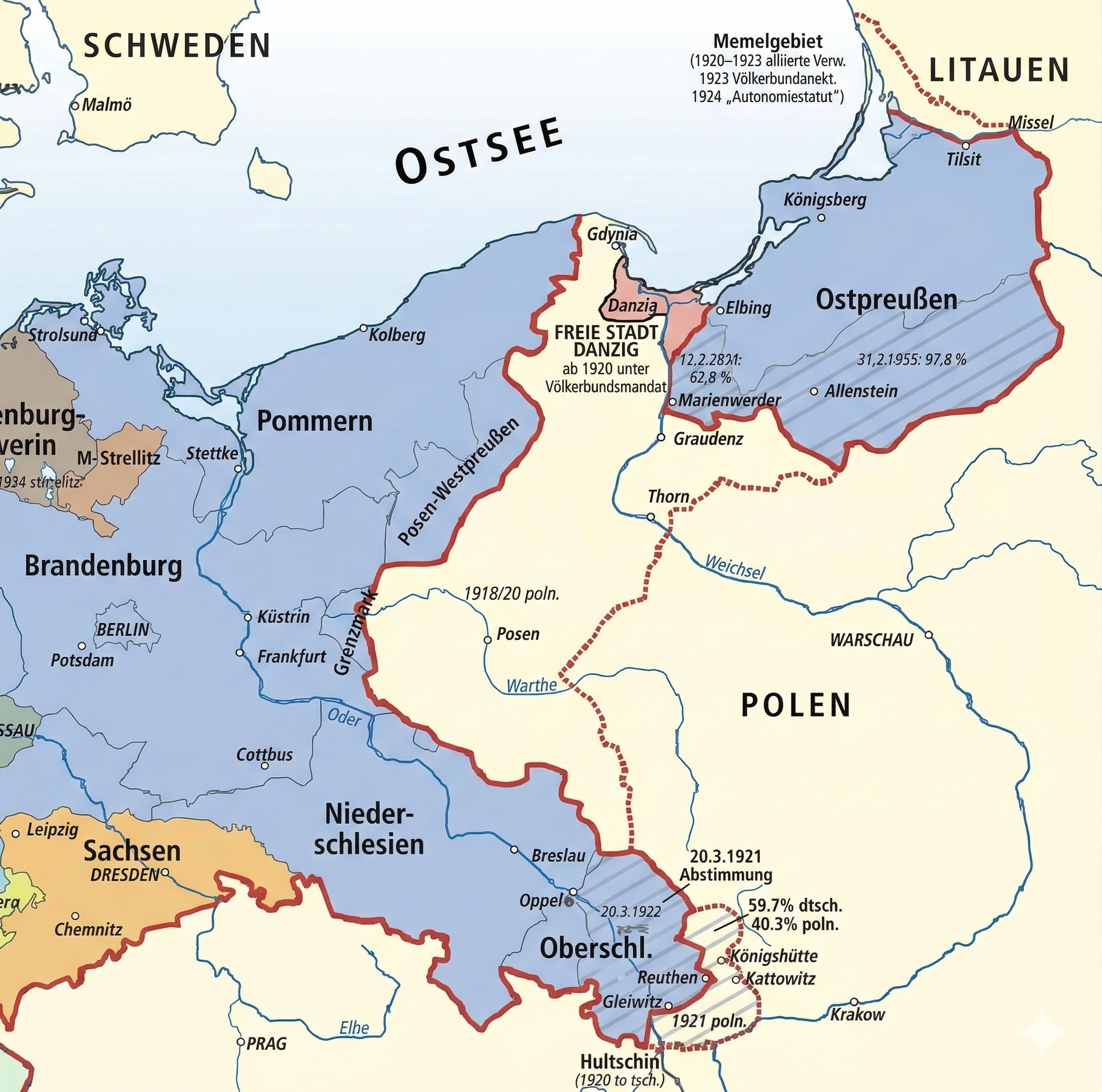 Übersichtskarte ehemalige Ostgebiete